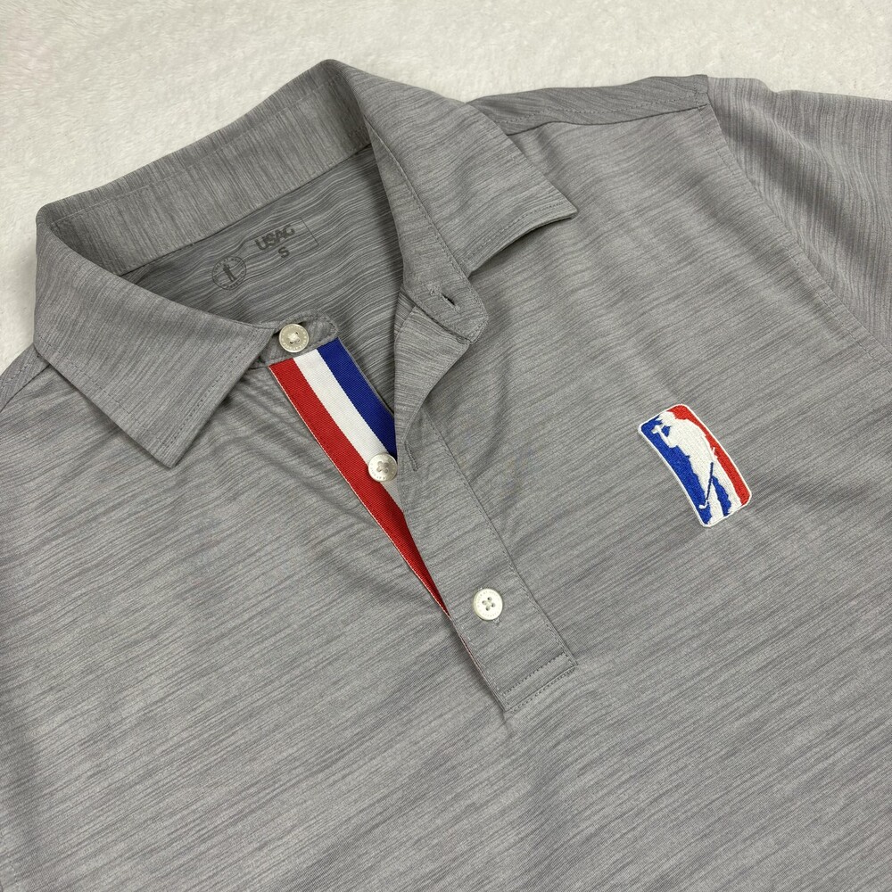 U SUCK AT GOLF Polo Shirt Mens S Gray Short Sleeve Stretch Tagless Golf